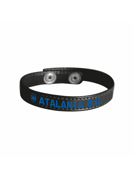 Bracciale in similpelle nero con scritta blu Atalanta B.C.